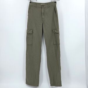 Stradivarius STR Cargo Pants Womens Size Straight Leg Khaki Green Drab Bleached